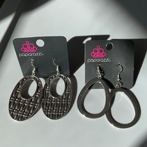 2 Oval Silver Earrings